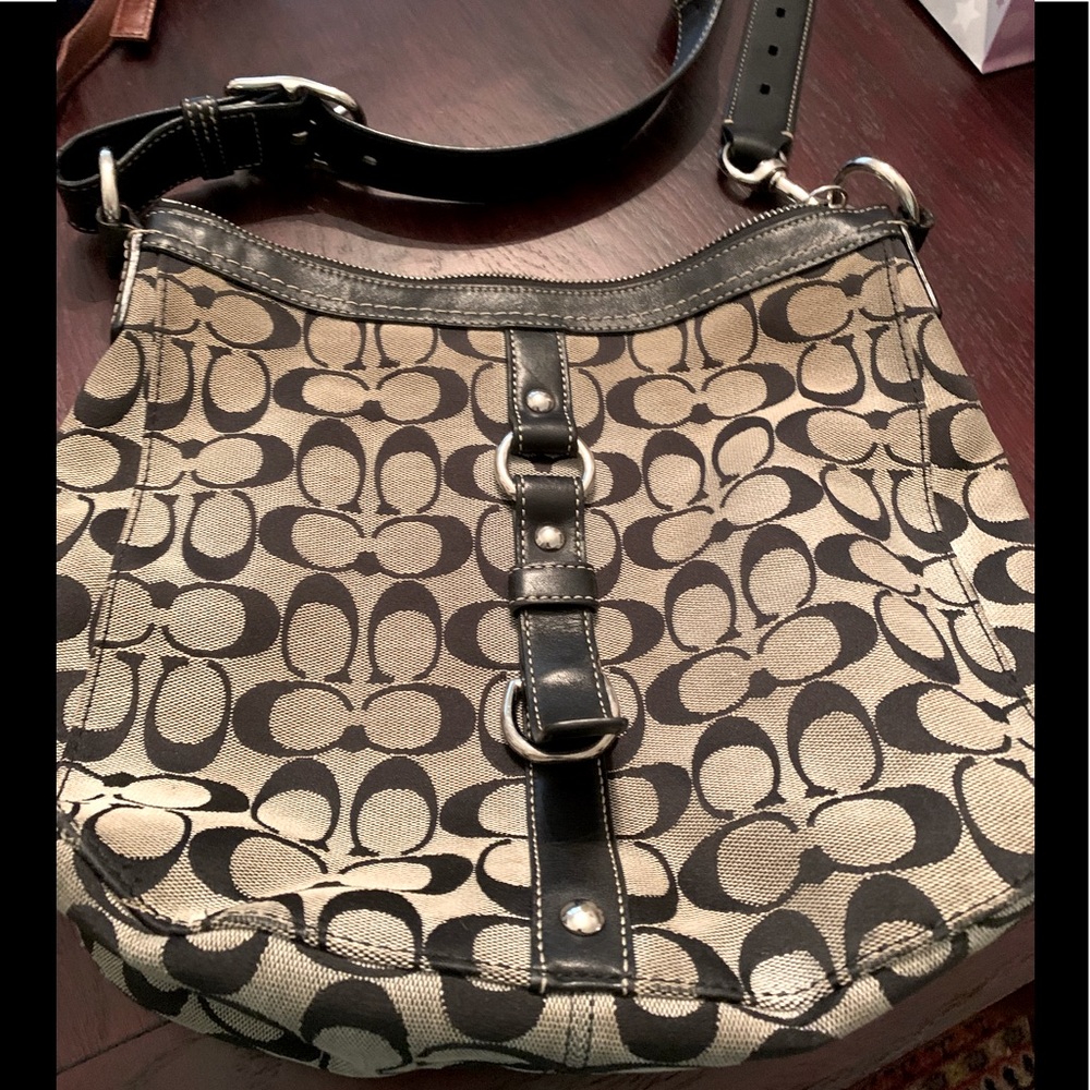 Coach purse and wallet. Gentle used. Black and grey. With adjustable strap.